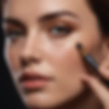 Woman applying concealer with a precision brush